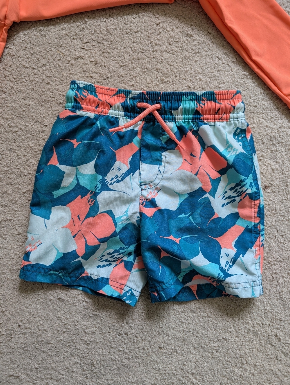 Carter's Boy's 3T Long-Sleeve Rashguard with Floral Swim Shorts - Picture 3 of 5